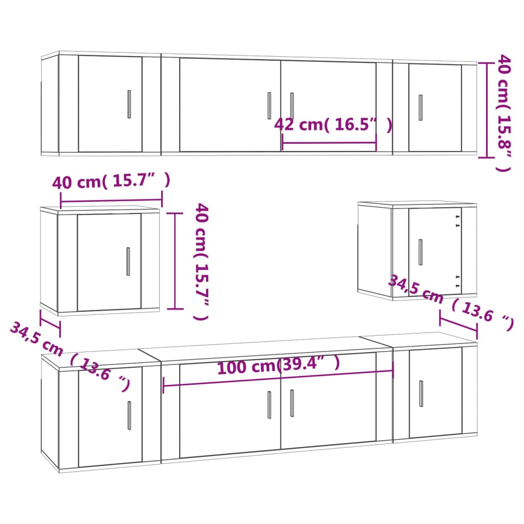 Ensemble De Meubles Tv 8 Pcs Bois D'ingénierie