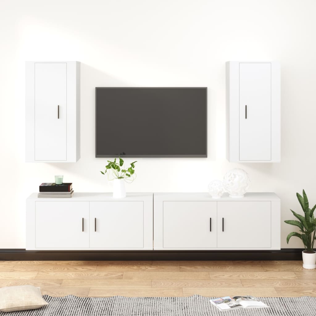 Ensemble De Meubles Tv 4 Pcs Bois D'ingénierie