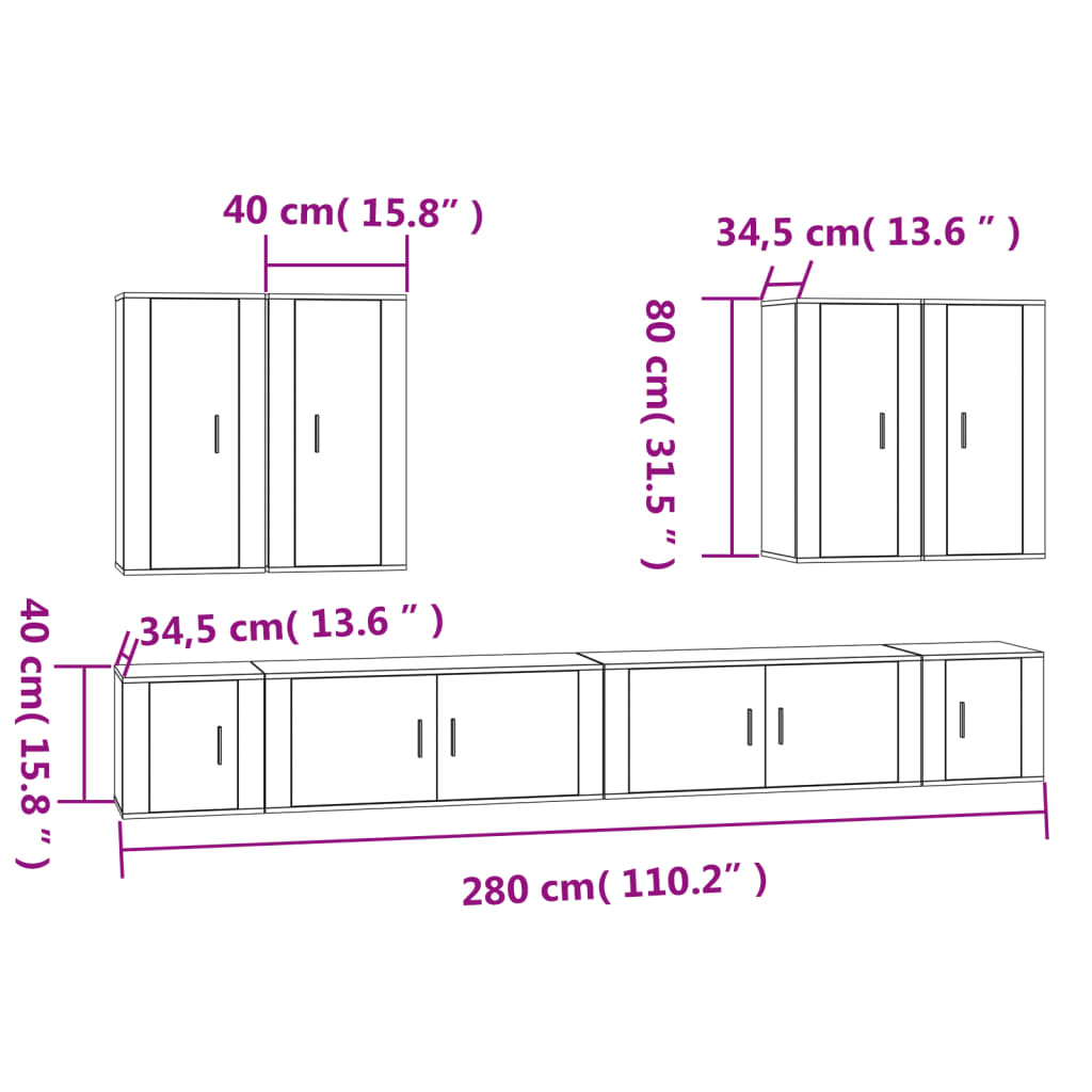 Ensemble De Meubles Tv 8 Pcs Bois D'ingénierie