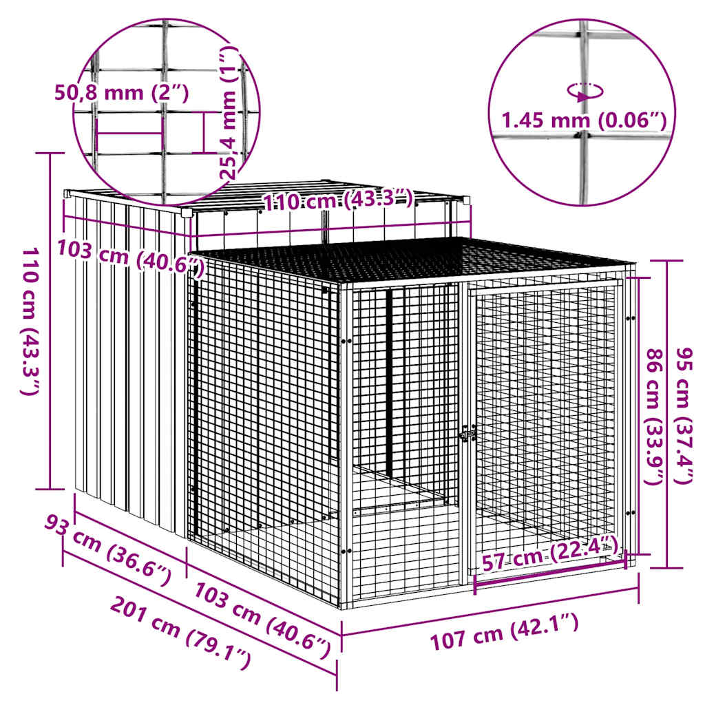 Cage À Poulets Avec Enclos Acier Galvanisé