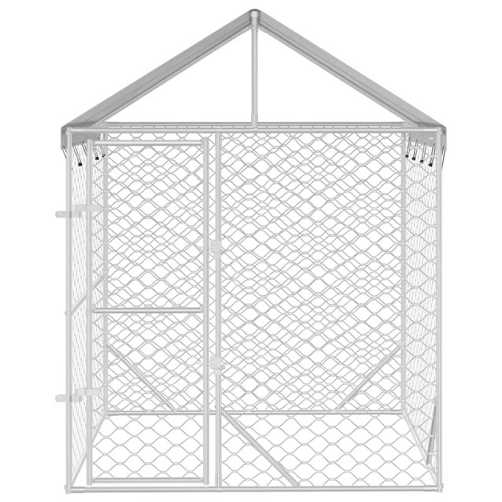 Chenil D'extérieur Pour Chiens Avec Toit Argenté 2X2X2,5 M