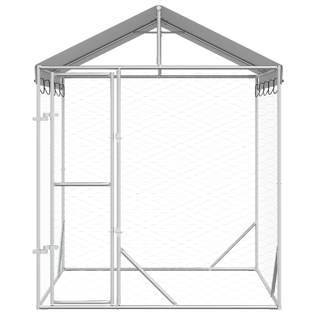 Chenil D'extérieur Pour Chiens Avec Toit Argenté 2X2X2,5 M