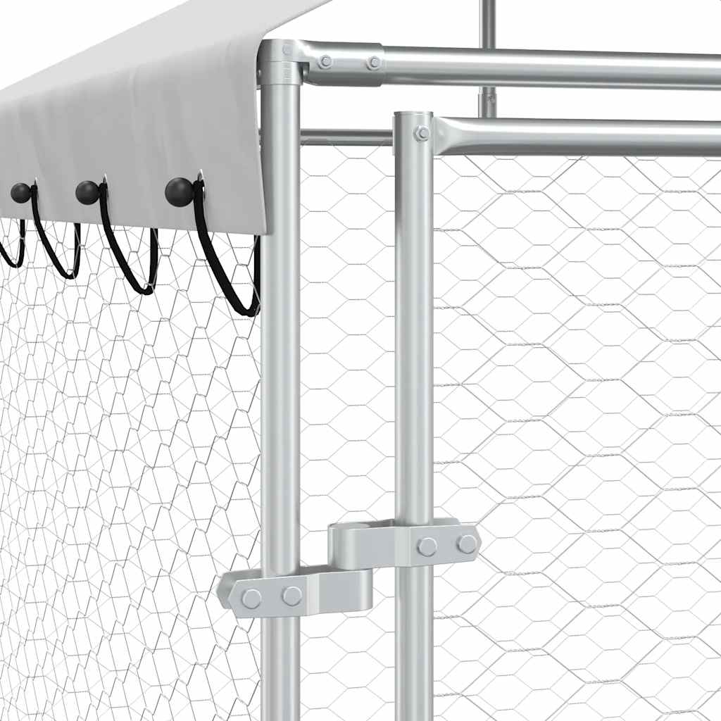 Chenil D'extérieur Pour Chiens Avec Toit Argenté 2X2X2,5 M