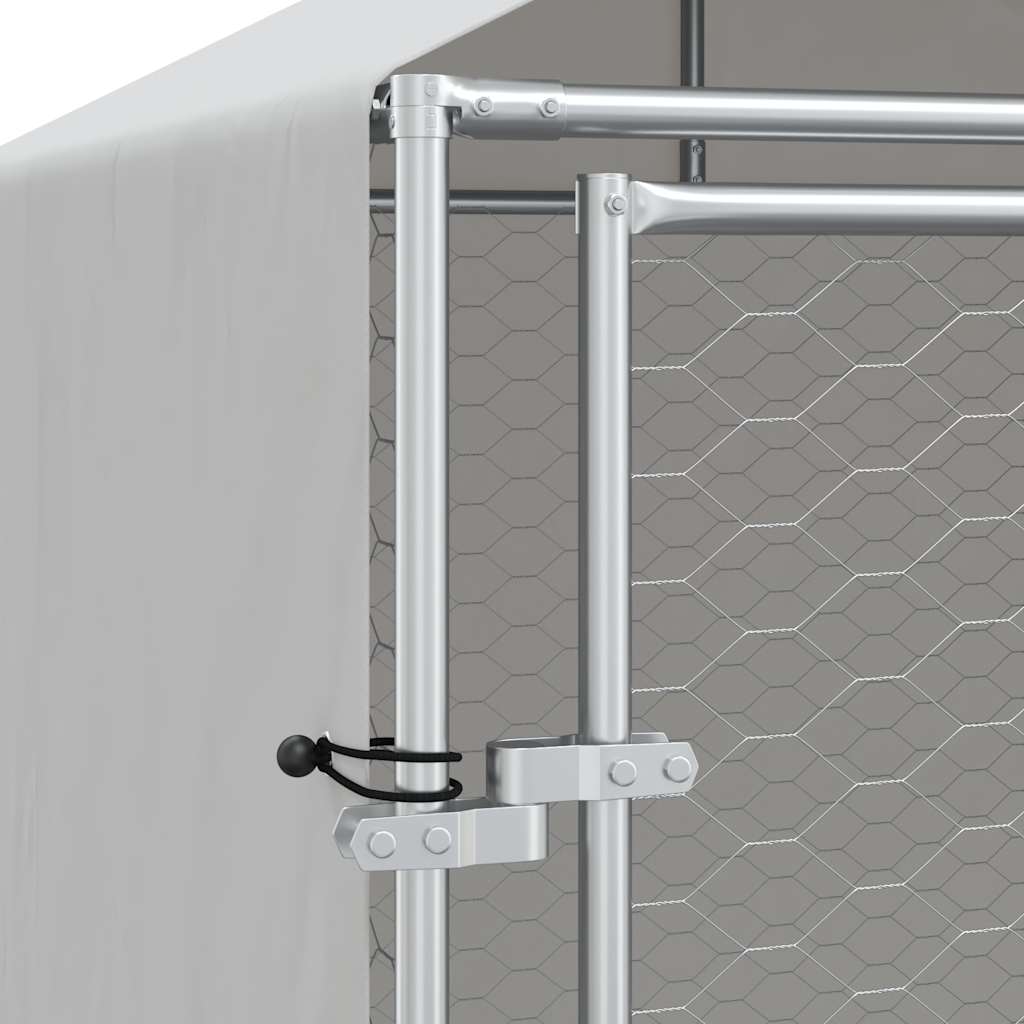 Chenil D'extérieur Pour Chiens Avec Toit Argenté 2X2X2,5 M