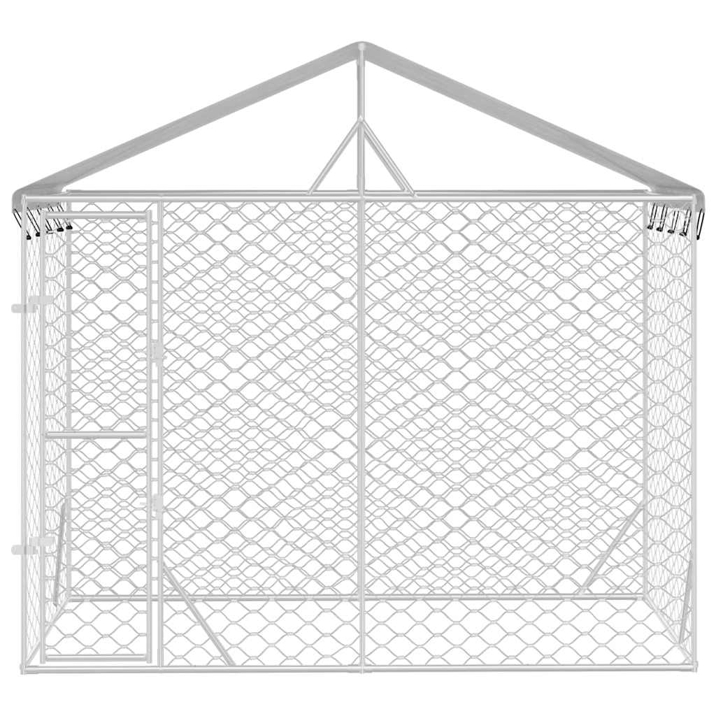 Chenil D'extérieur Pour Chiens Avec Toit Argenté 3X1,5X2,5 M