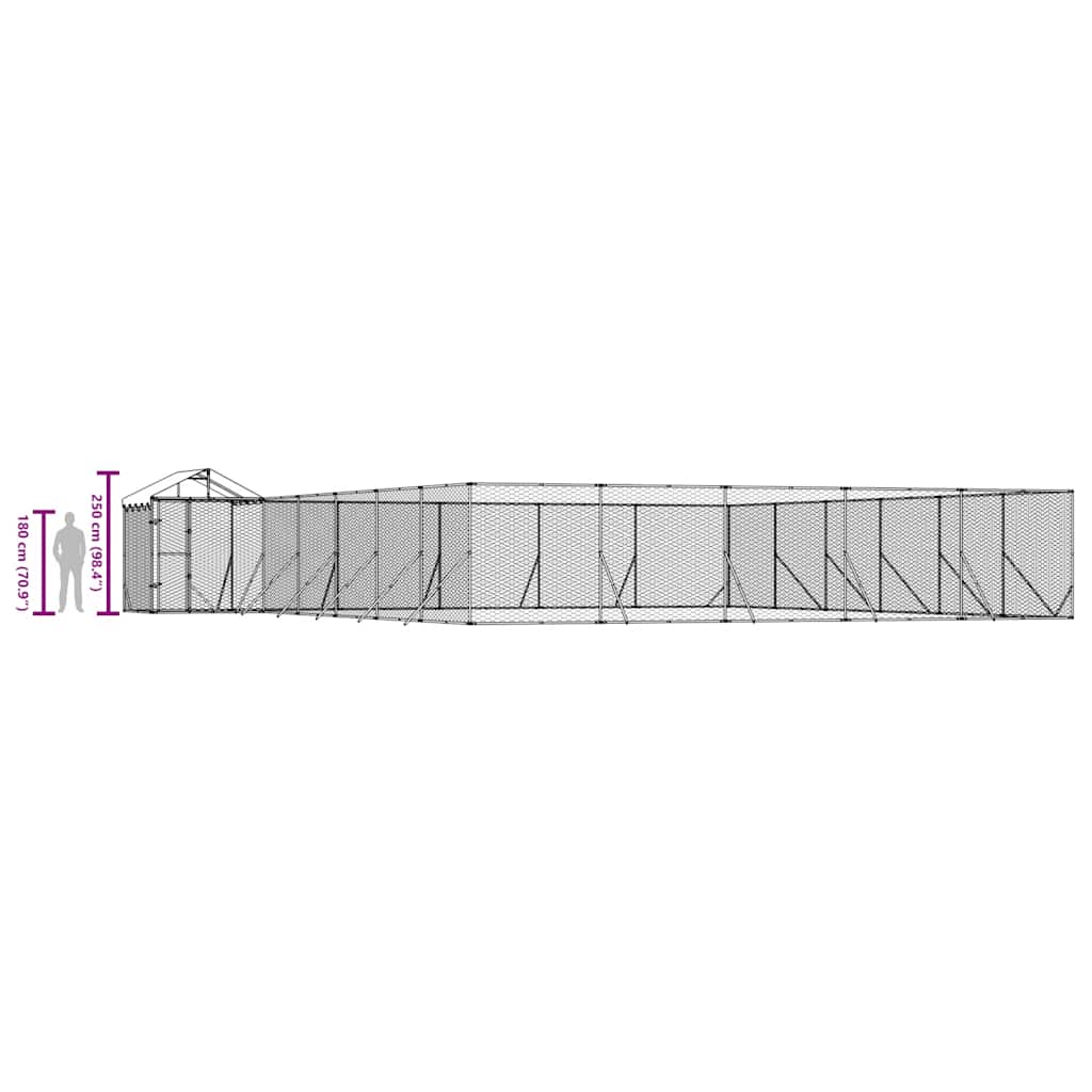 Chenil D'extérieur Pour Chiens Avec Toit Argenté 12X12X2,5 M