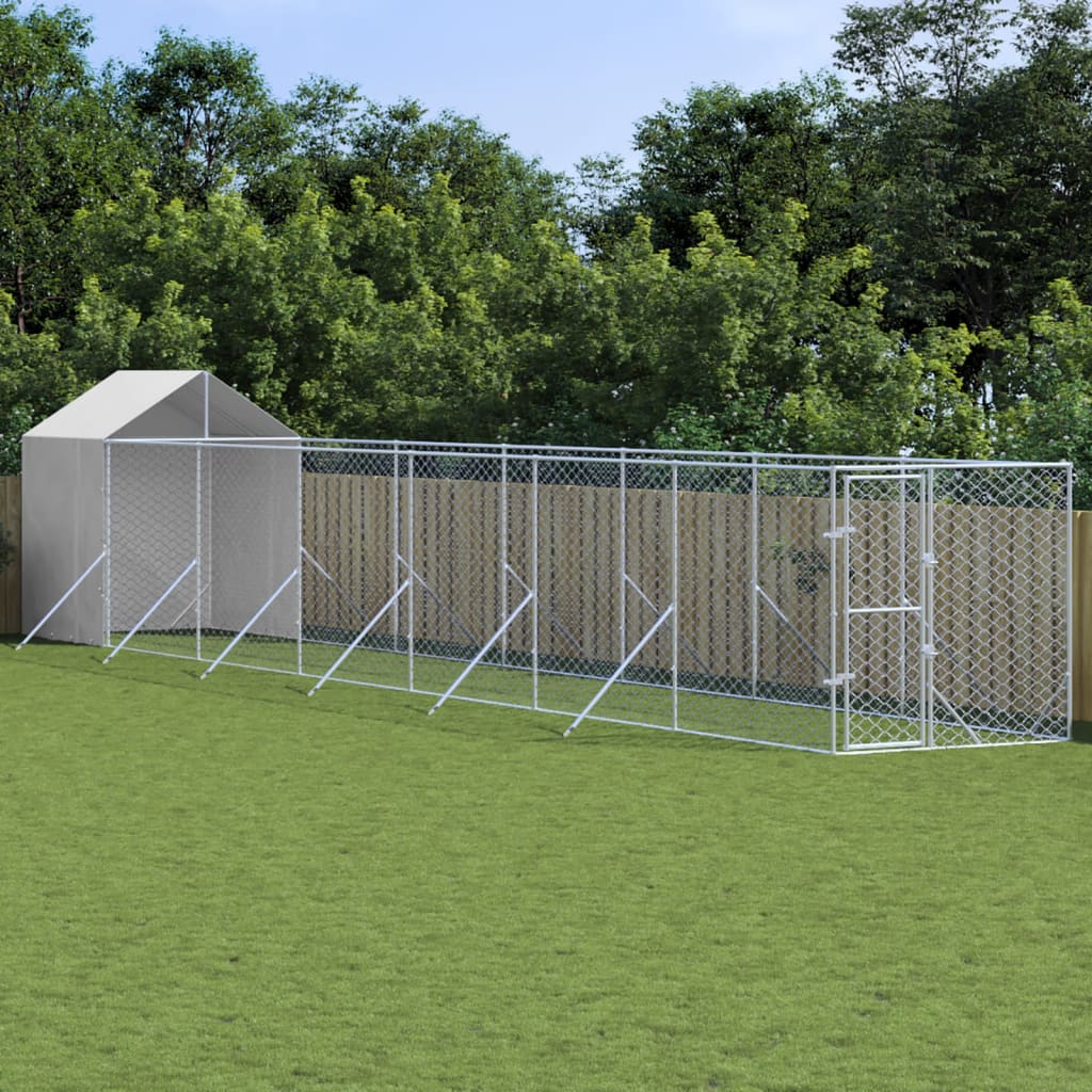 Chenil D'extérieur Pour Chiens Avec Toit Argenté 2X2X2,5 M