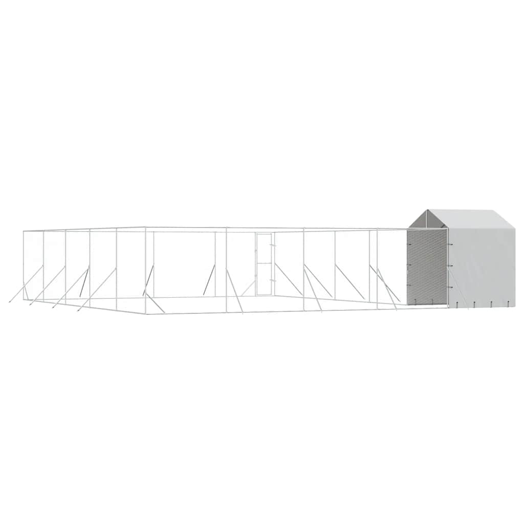 Chenil D'extérieur Pour Chiens Avec Toit Argenté 10X10X2,5 M
