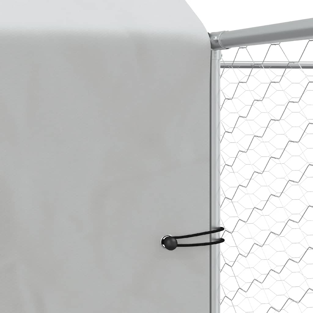 Chenil D'extérieur Pour Chiens Avec Toit Argenté 10X10X2,5 M