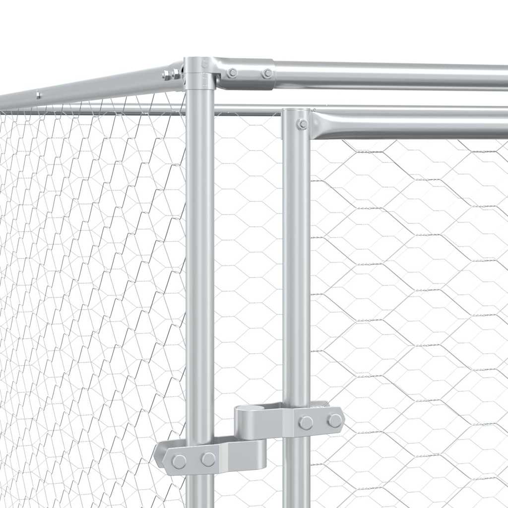 Chenil D'extérieur Pour Chiens Avec Toit Argenté 10X10X2,5 M
