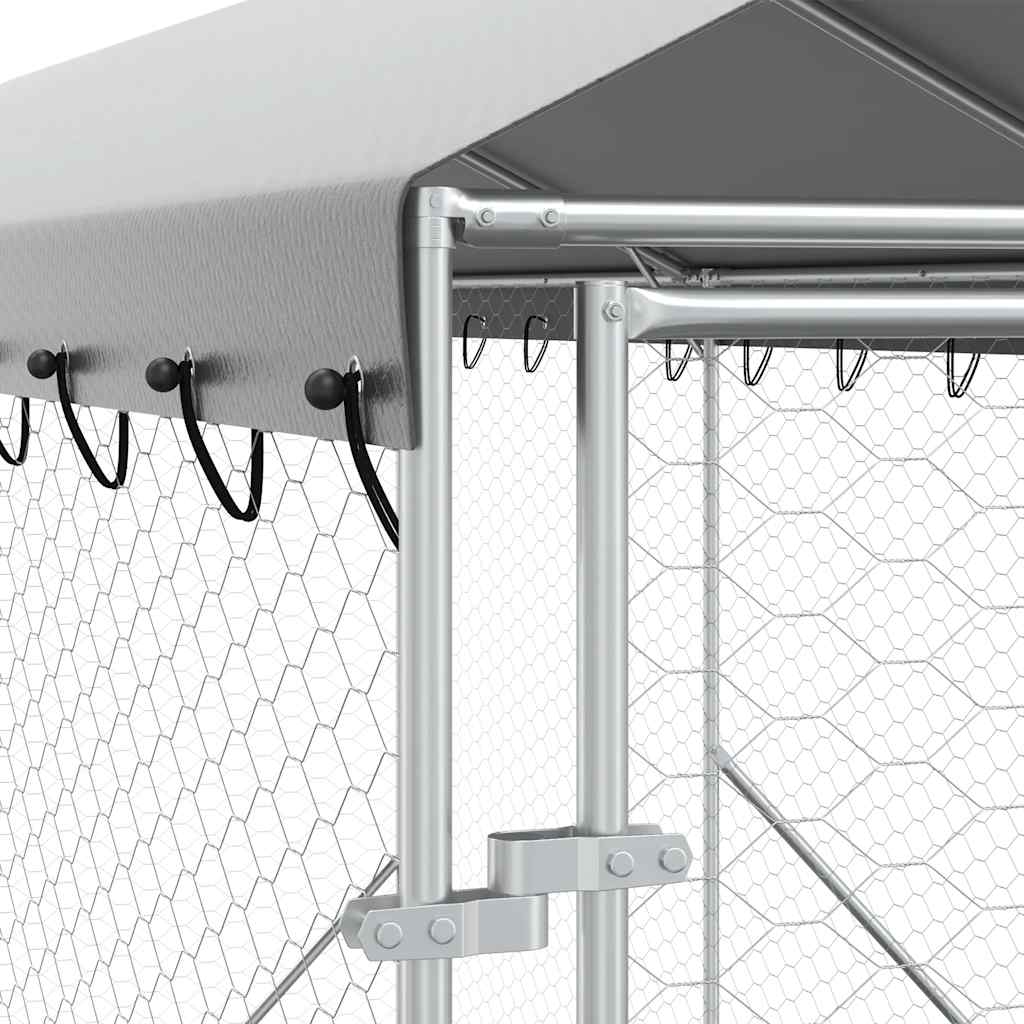 Chenil D'extérieur Pour Chiens Avec Toit Argenté 2X6X2,5 M