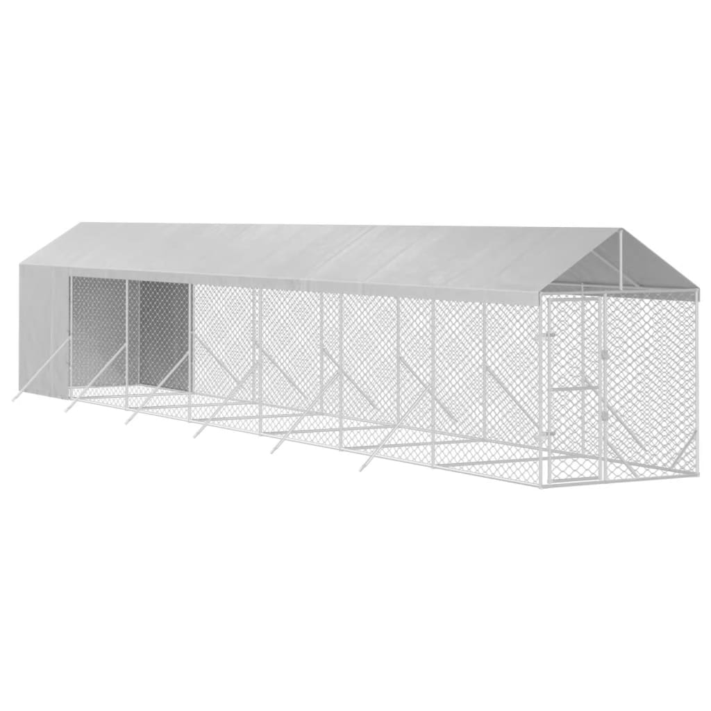 Chenil D'extérieur Pour Chiens Avec Toit Argenté 2X14X2,5 M