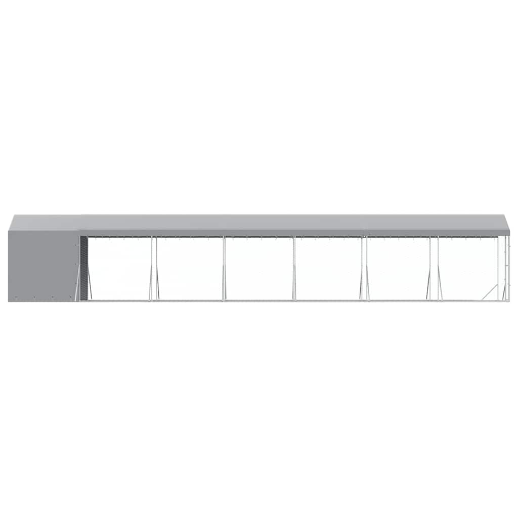 Chenil D'extérieur Pour Chiens Avec Toit Argenté 2X14X2,5 M