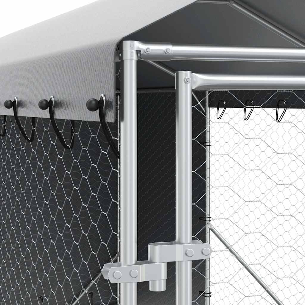Chenil D'extérieur Pour Chiens Avec Toit Argenté 2X14X2,5 M
