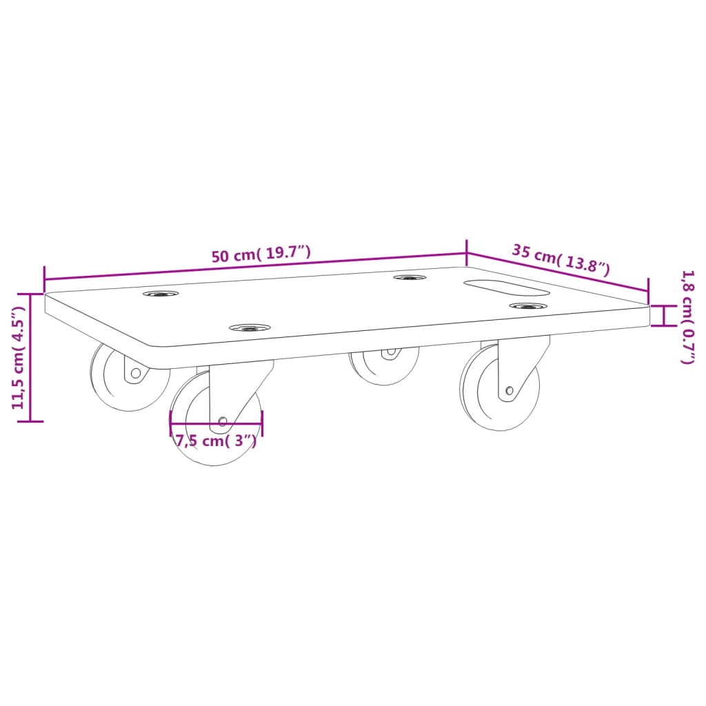 Chariots De Transport 2 Pcs Rectangulaire 50X35X11,5 Cm 250 Kg