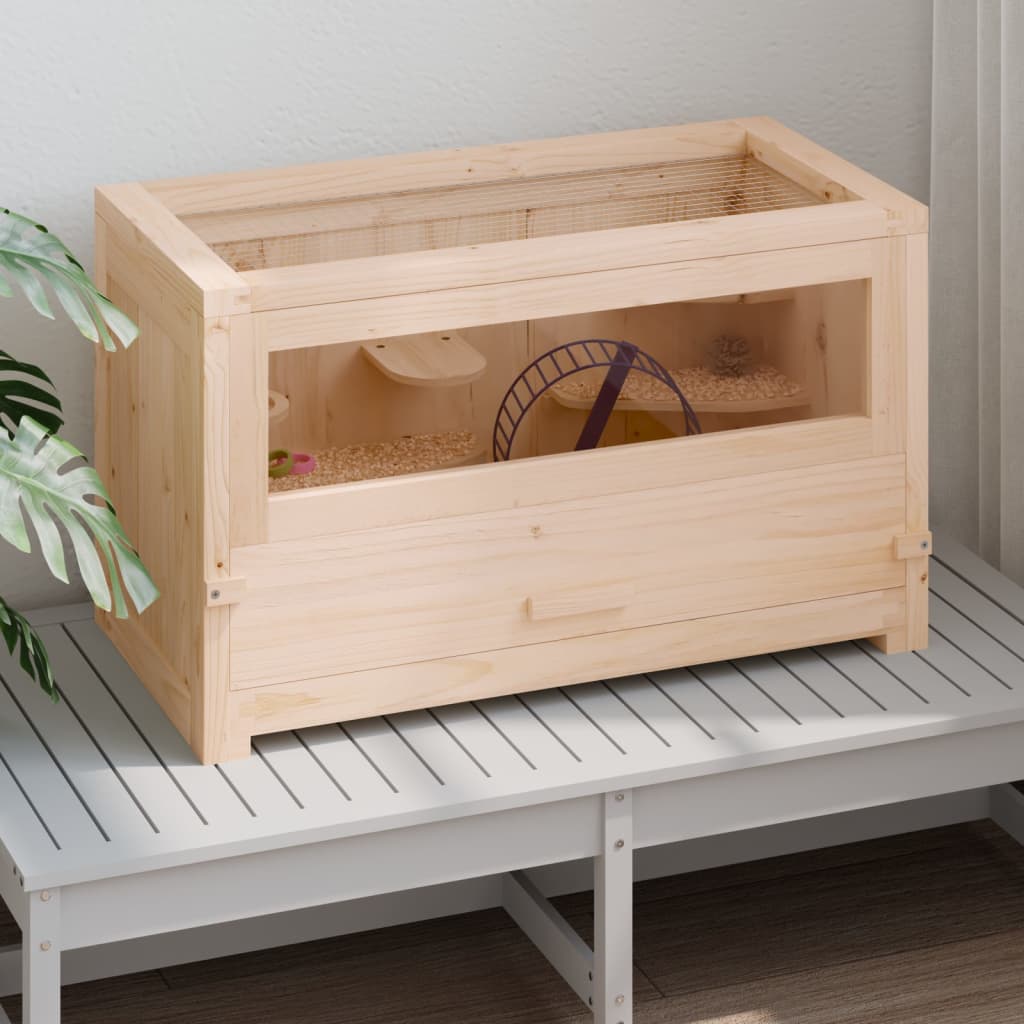 Cage À Hamster 60X30X35 Cm Bois Massif De Sapin