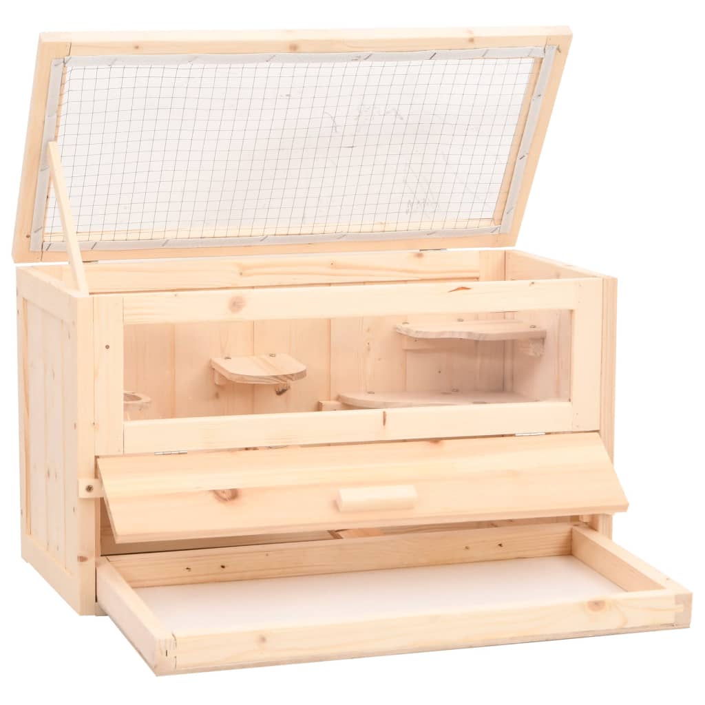Cage À Hamster 60X30X35 Cm Bois Massif De Sapin