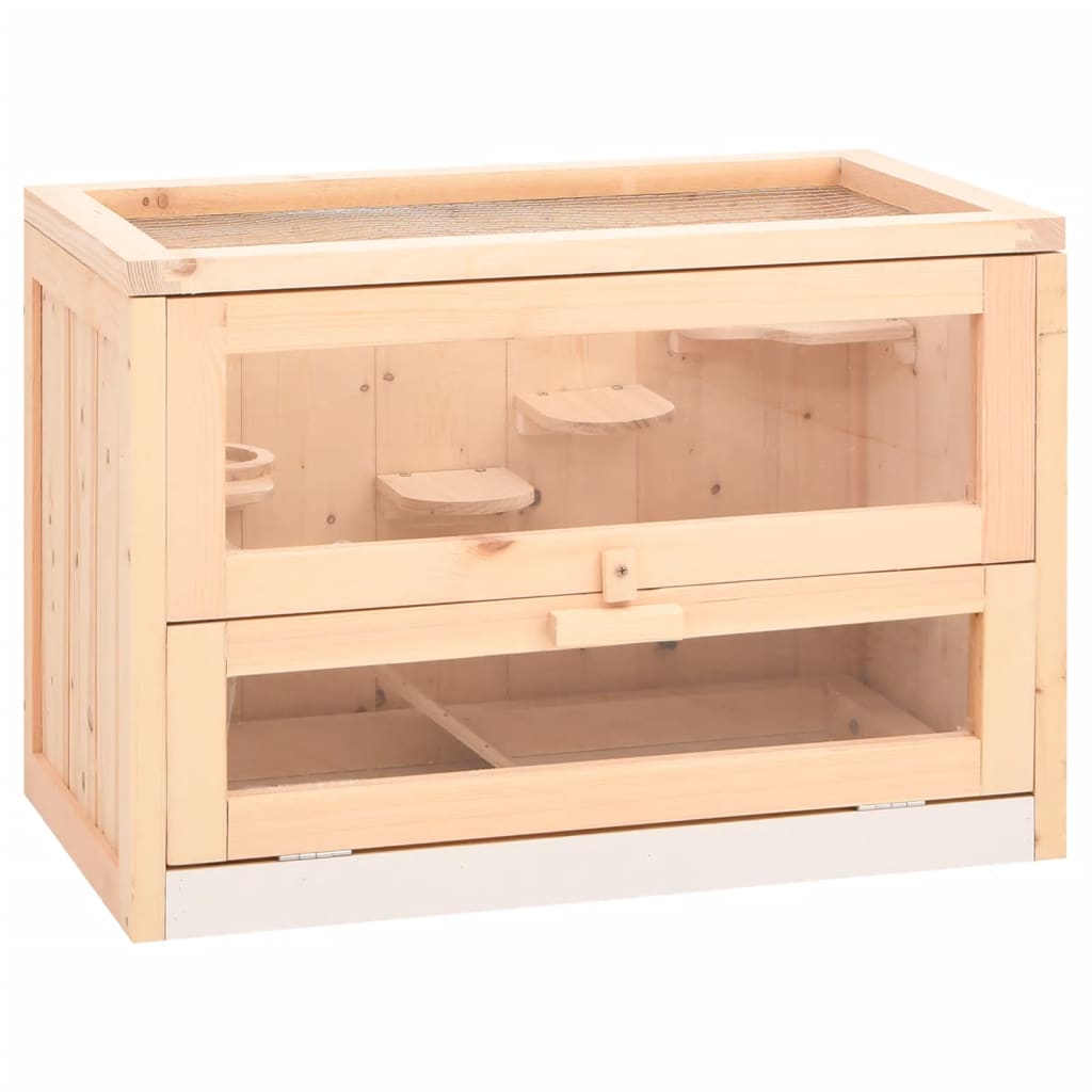 Cage À Hamster 60X35,5X42 Cm Bois Massif De Sapin