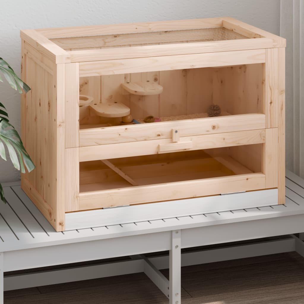Cage À Hamster 60X35,5X42 Cm Bois Massif De Sapin