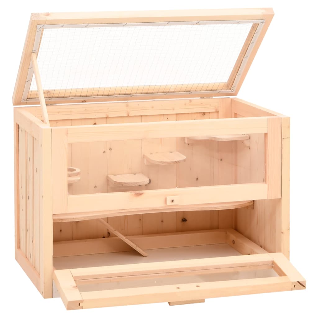Cage À Hamster 60X35,5X42 Cm Bois Massif De Sapin