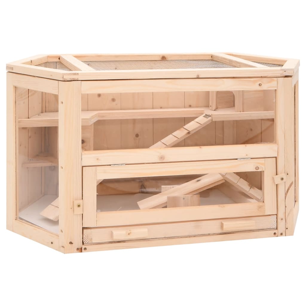 Cage À Hamster 80X40X43 Cm Bois Massif De Sapin