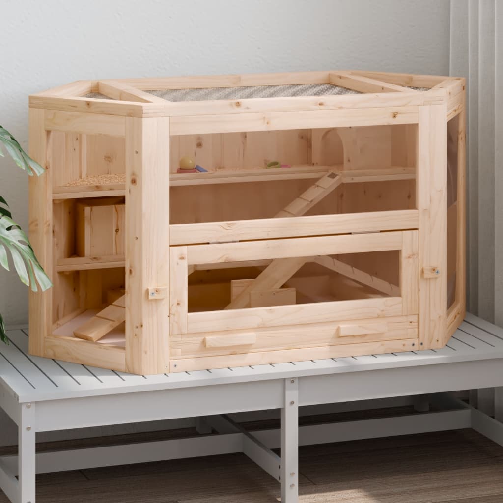 Cage À Hamster 80X40X43 Cm Bois Massif De Sapin
