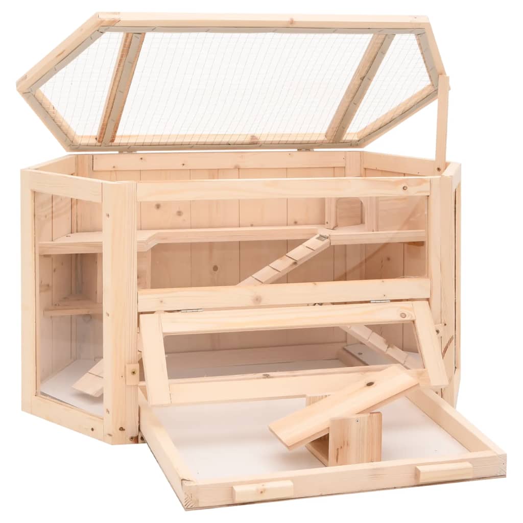 Cage À Hamster 80X40X43 Cm Bois Massif De Sapin