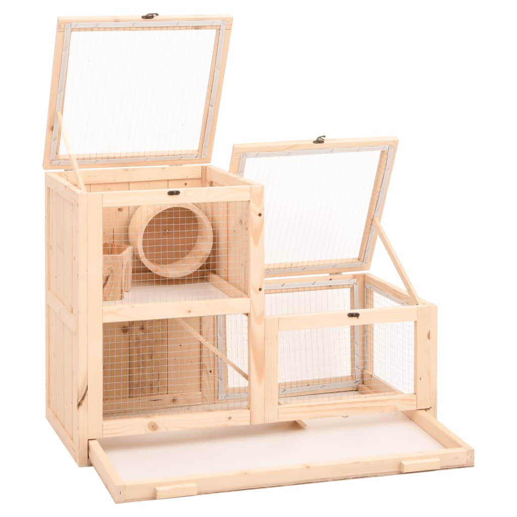 Cage À Hamster 81X40X60 Cm Bois Massif De Sapin