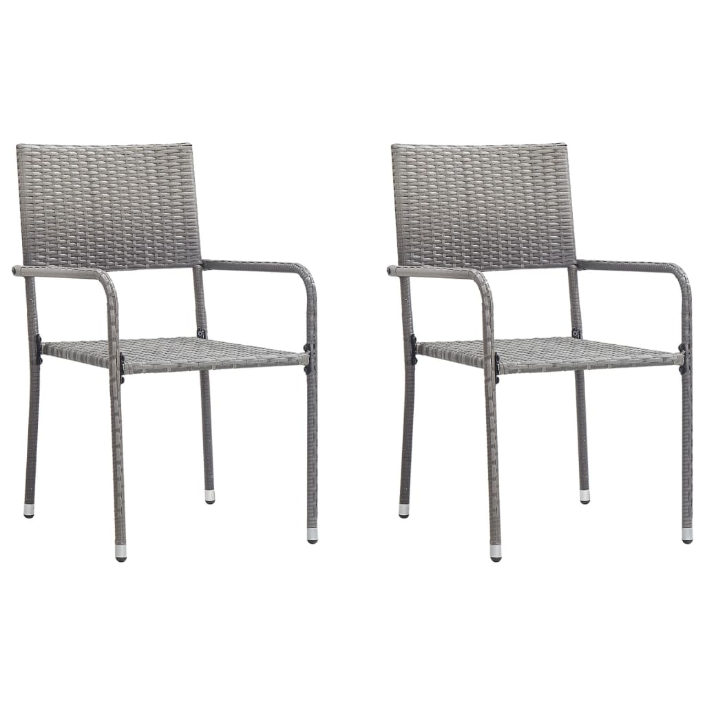 Ensemble À Manger De Jardin 3Pcs Gris/Noir Résine Tressée/Acier