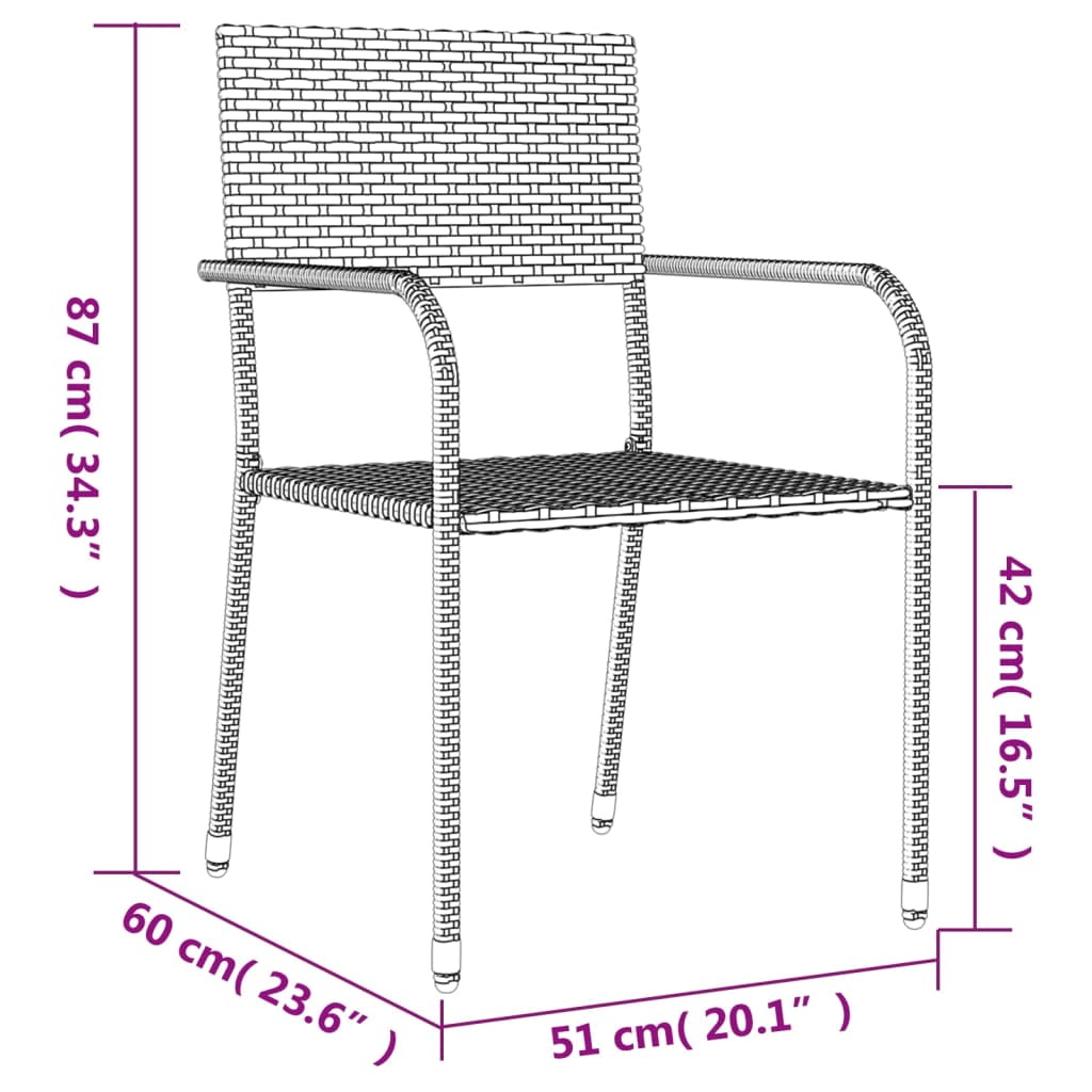 Ensemble À Manger De Jardin 3Pcs Gris/Noir Résine Tressée/Acier