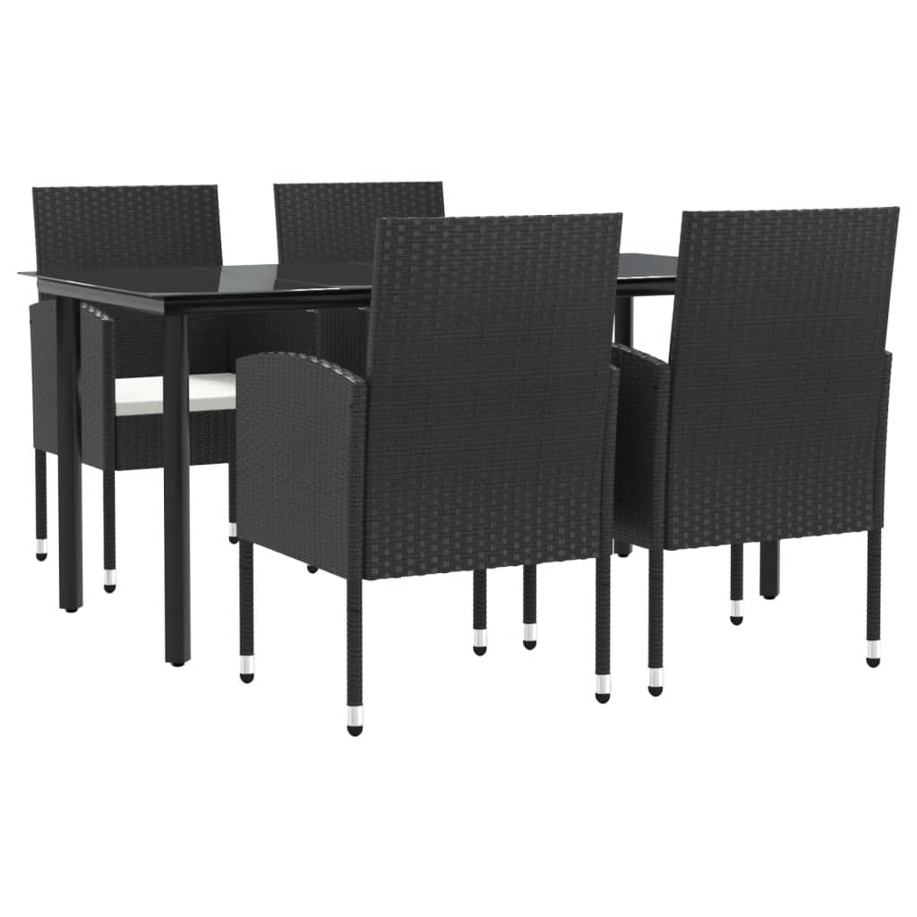 Ensemble À Manger De Jardin 5 Pcs Noir Résine Tressée Et Acier