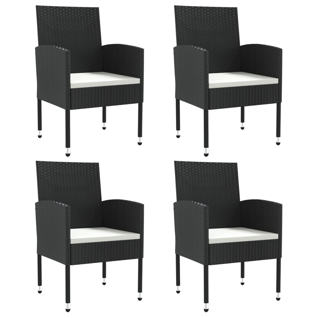 Ensemble À Manger De Jardin 5 Pcs Noir Résine Tressée Et Acier