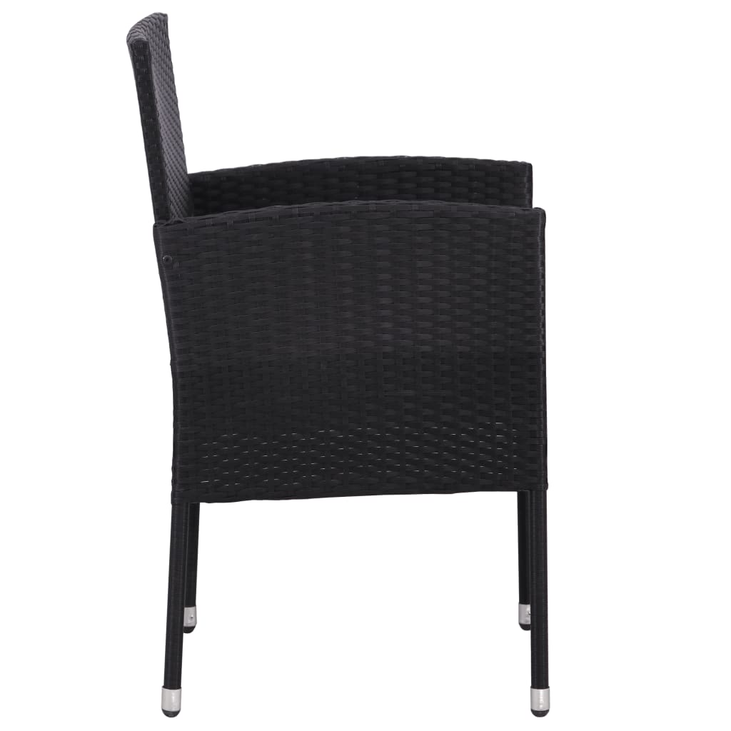 Ensemble À Manger De Jardin 5 Pcs Noir Résine Tressée Et Acier