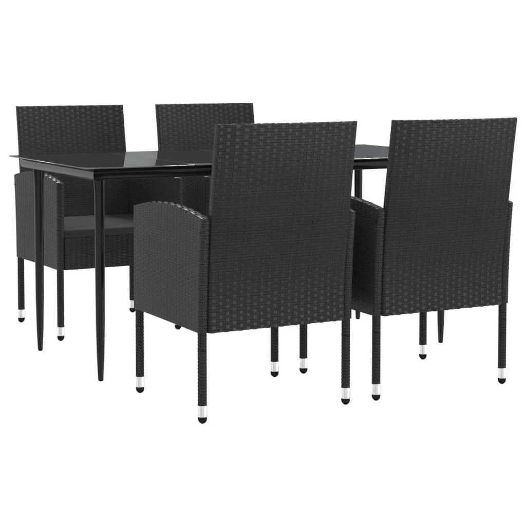 Ensemble À Manger De Jardin 5 Pcs Noir Résine Tressée Et Acier