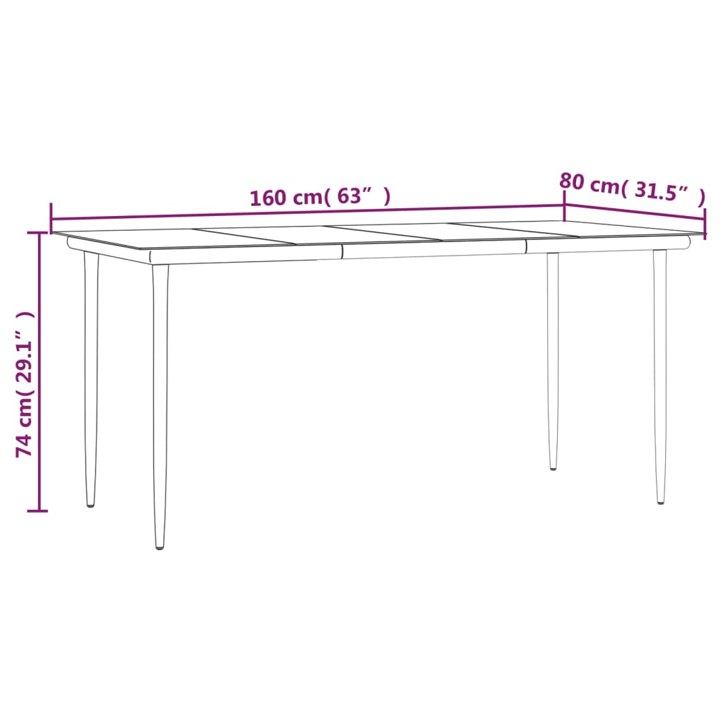 Ensemble À Manger De Jardin 5 Pcs Noir Résine Tressée Et Acier