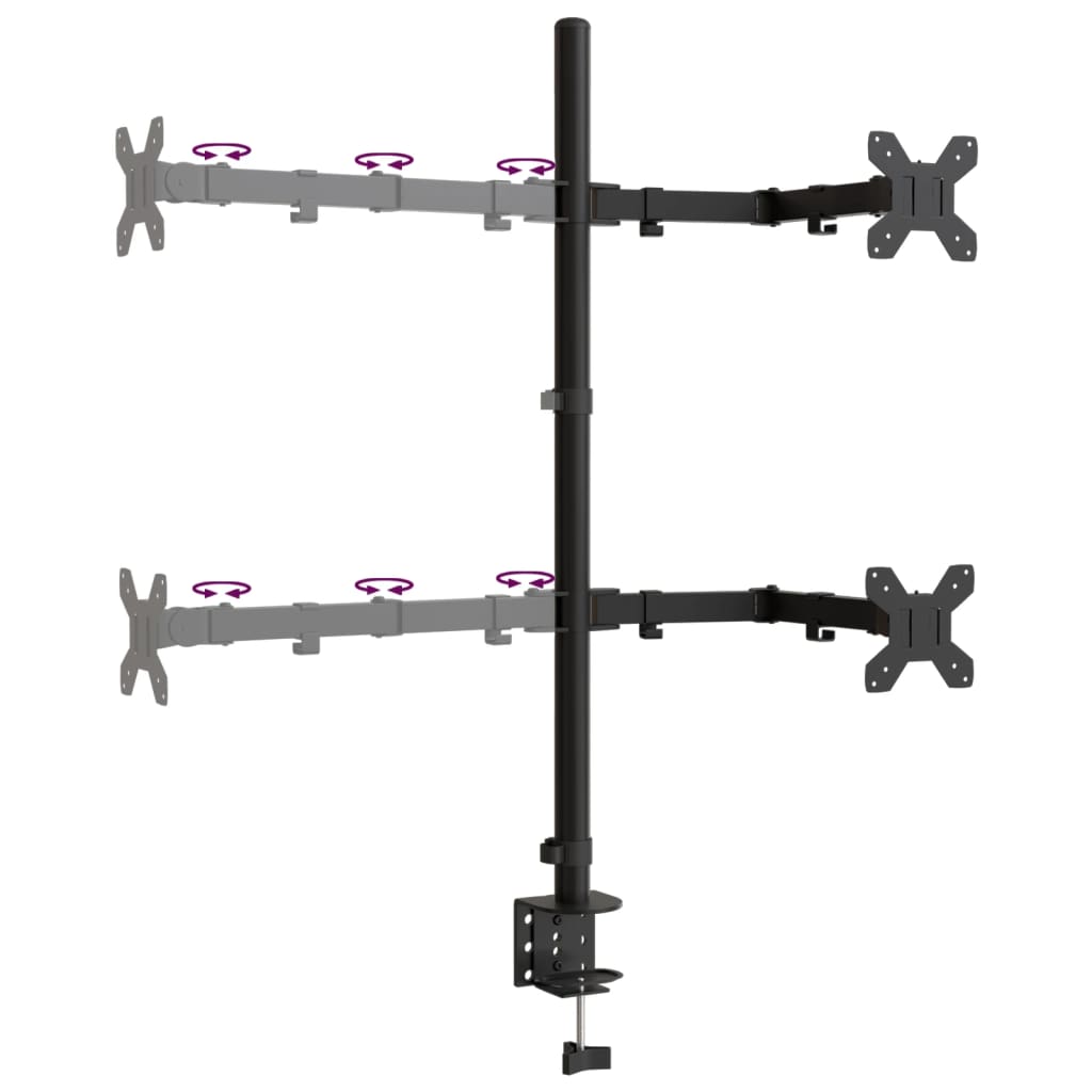 Support De Moniteur Noir Acier Vesa 75/100 Mm