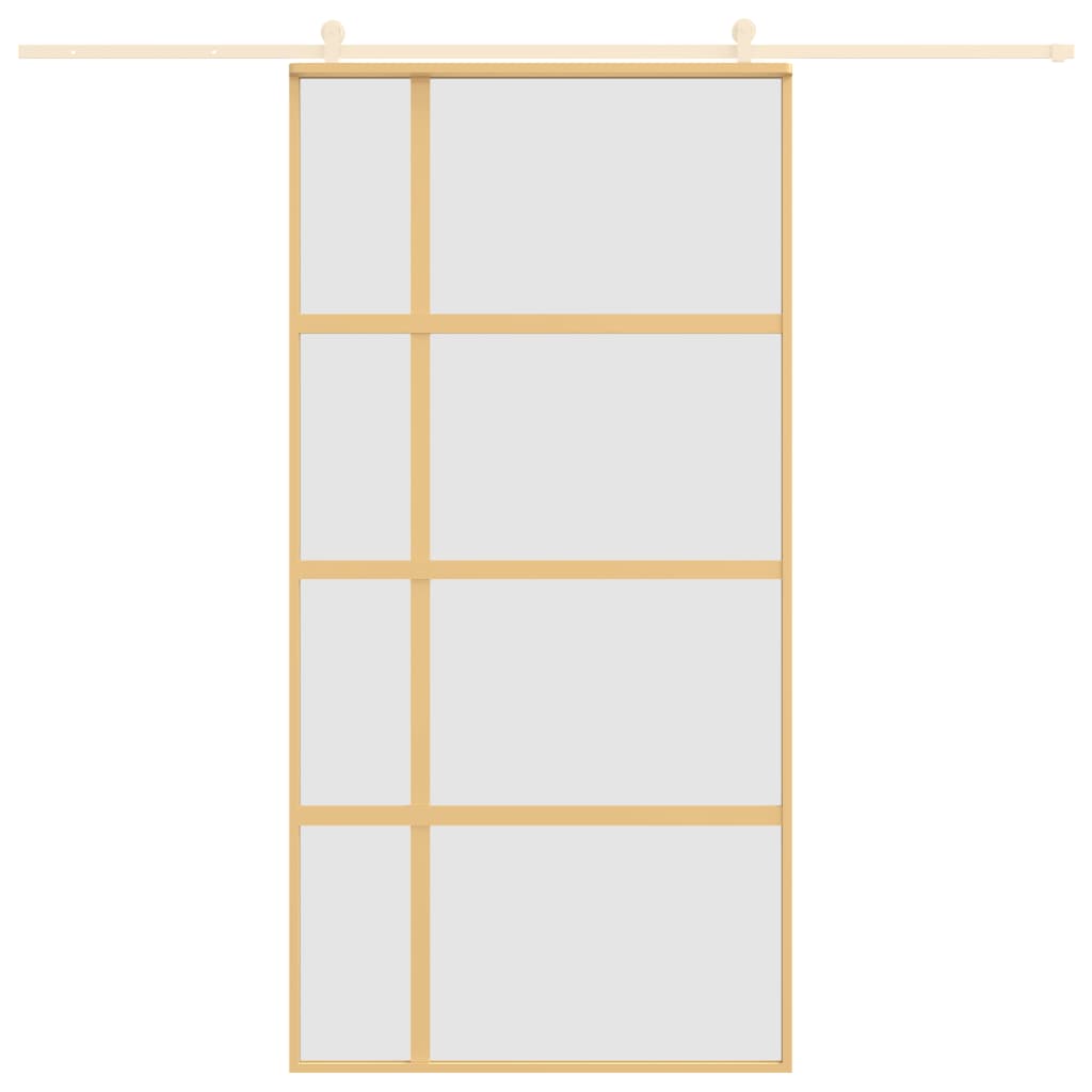 Porte Coulissante 102,5X205 Cm Verre Esg Aluminium Doré