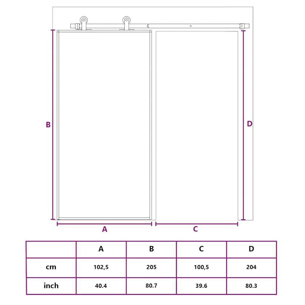 Porte Coulissante 102,5X205 Cm Verre Esg Aluminium Doré