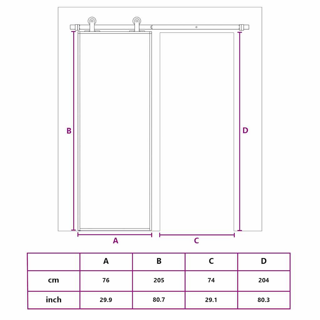 Porte Coulissante Verre Trempé Aluminium Noir
