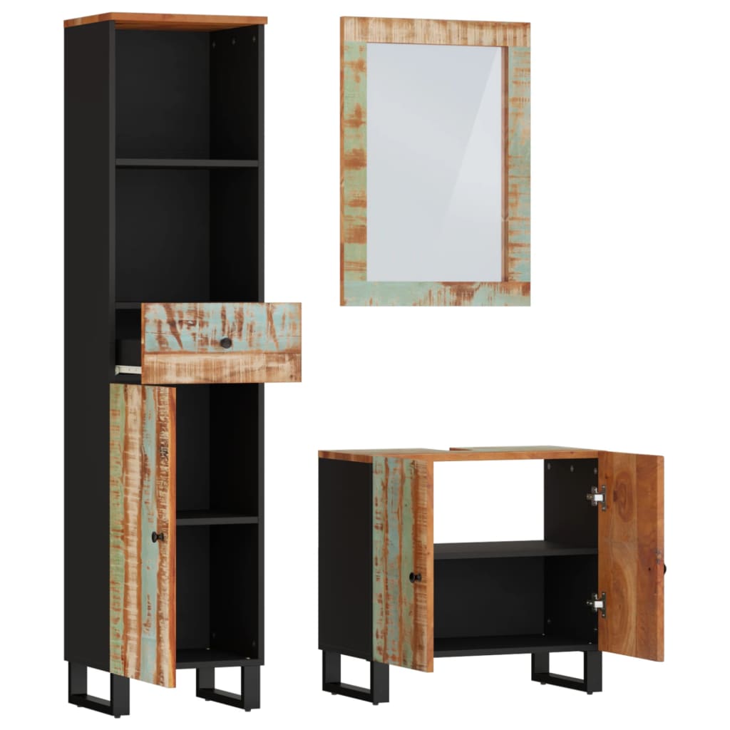 Ensemble De Meubles De Salle De Bain 3 Pcs Bois Massif Récupéré