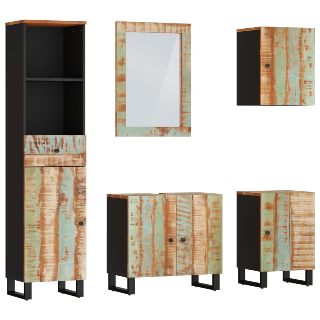 Ensemble De Meubles De Salle De Bain 5 Pcs Bois Massif Récupéré