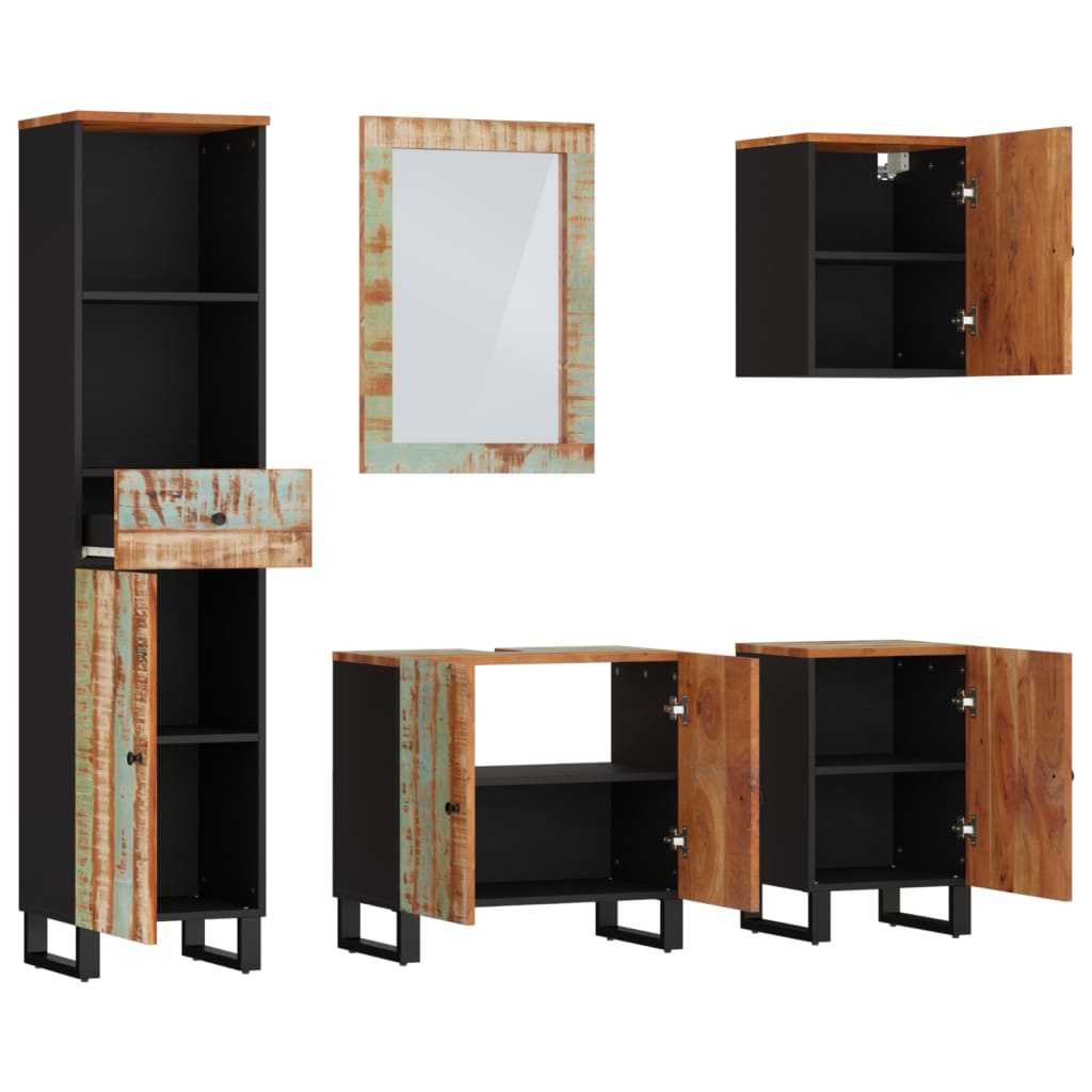 Ensemble De Meubles De Salle De Bain 5 Pcs Bois Massif Récupéré