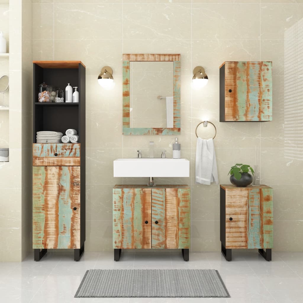 Ensemble De Meubles De Salle De Bain 5 Pcs Bois Massif Récupéré
