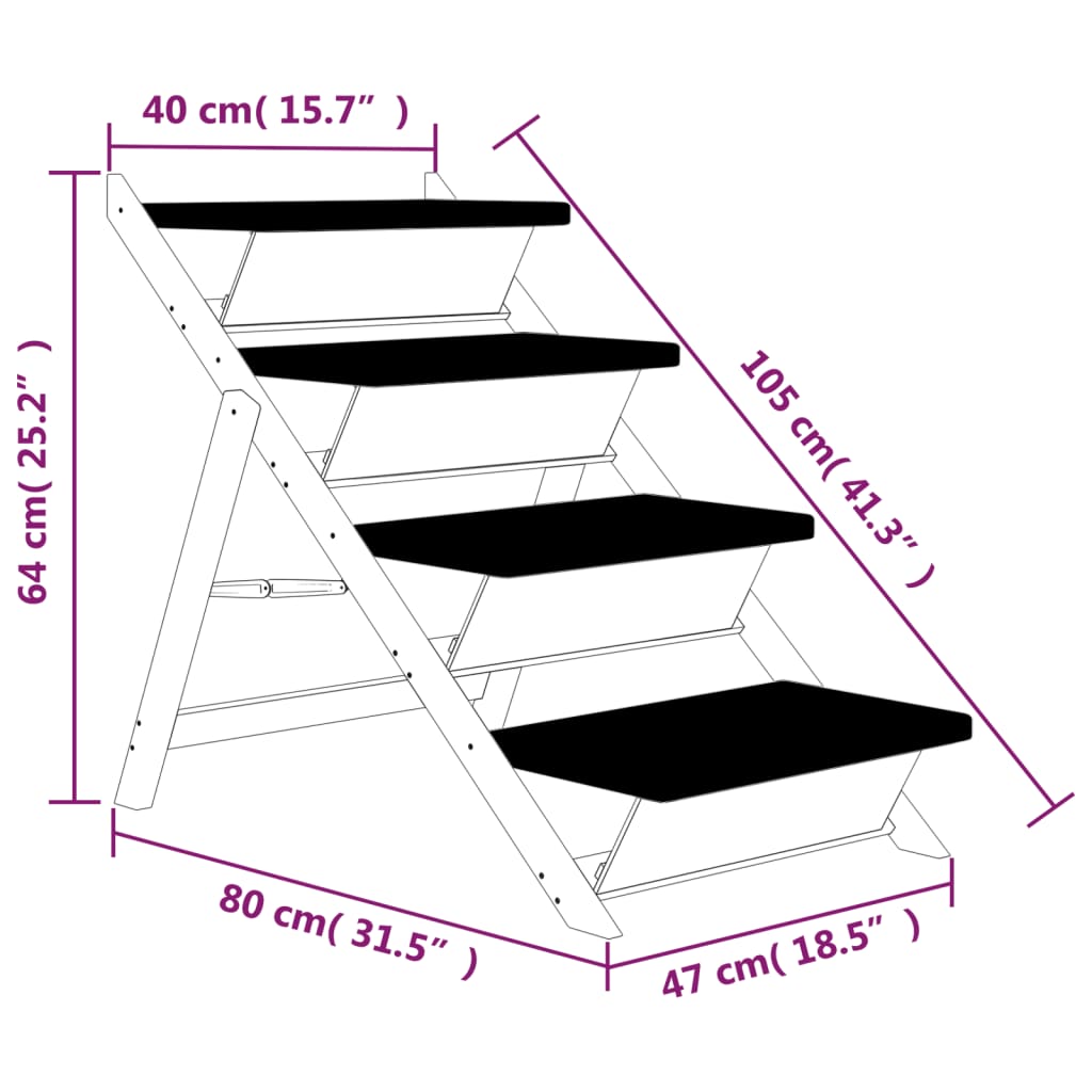 Escalier Pour Chiens Bois De Sapin Solide