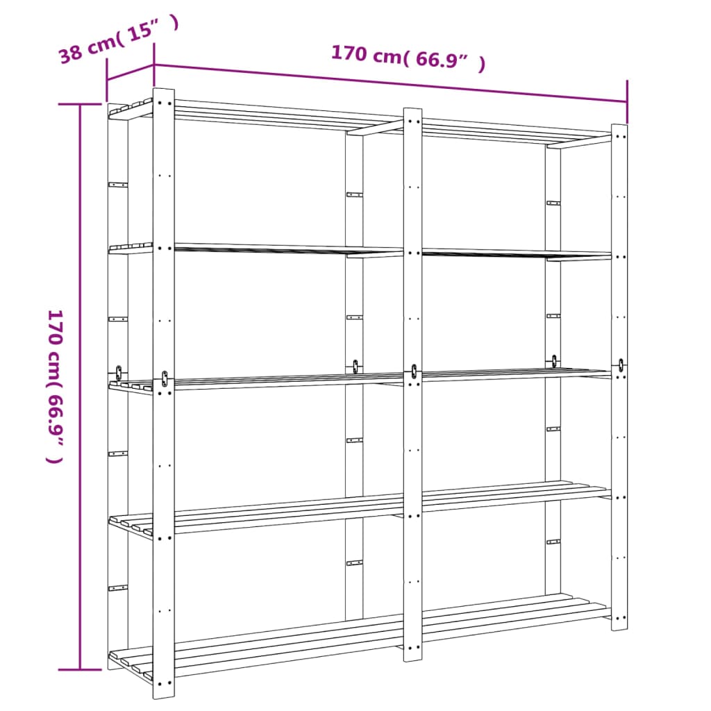 Support De Rangement À 5 Niveaux Bois Pin Noir