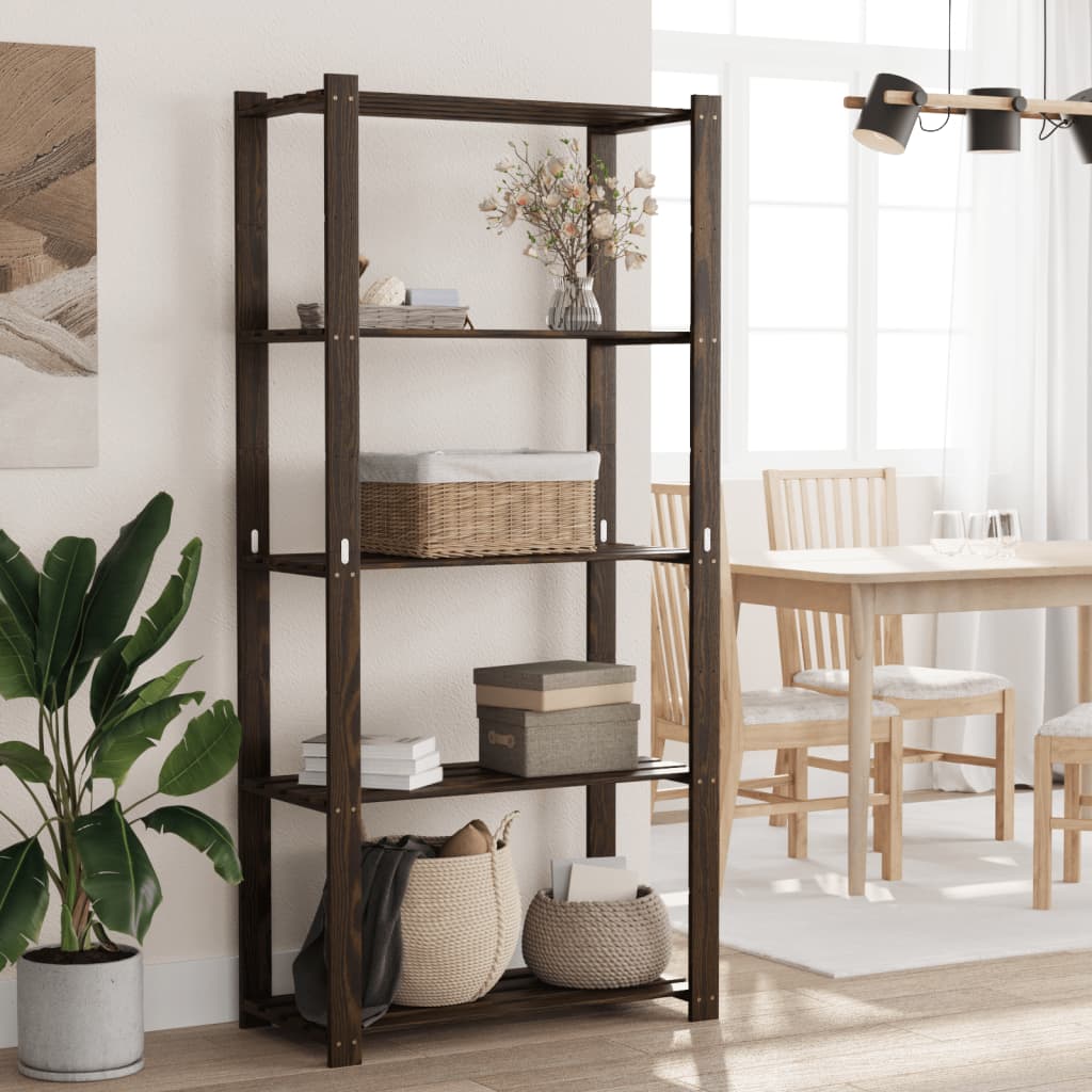 Support De Rangement À 5 Niveaux Bois Pin Noir