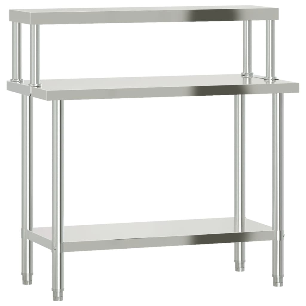 Table De Travail De Cuisine Avec Étagère 110X55X120 Cm Inox