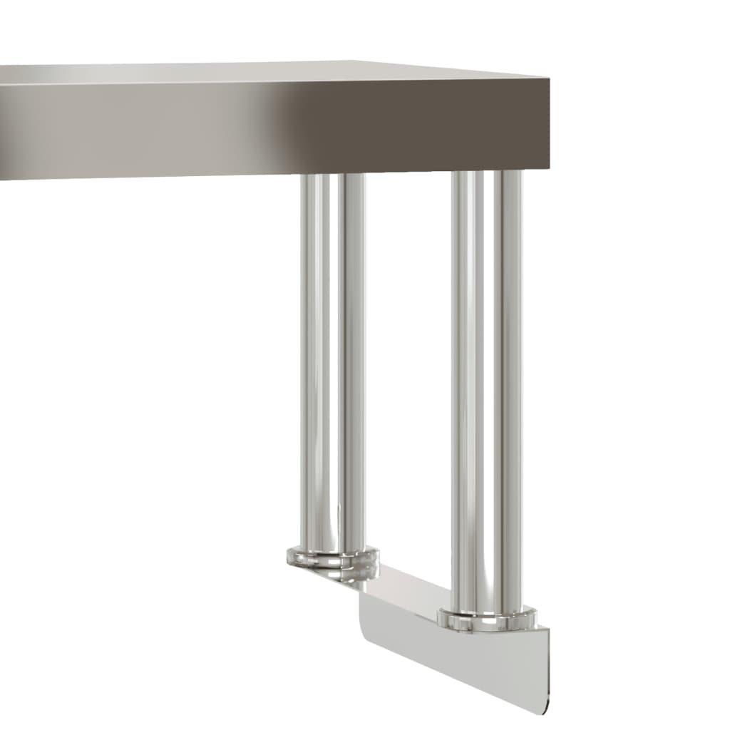Table De Travail De Cuisine Avec Étagère 110X55X120 Cm Inox