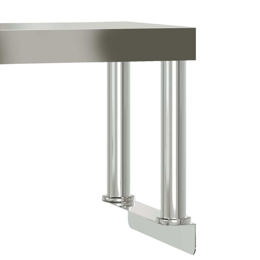 Table De Travail De Cuisine Avec Étagère 110X30X120 Cm Inox