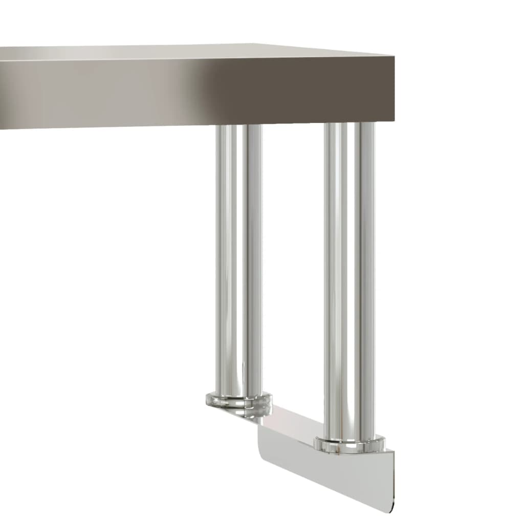 Table De Travail De Cuisine Avec Étagère 110X55X120 Cm Inox